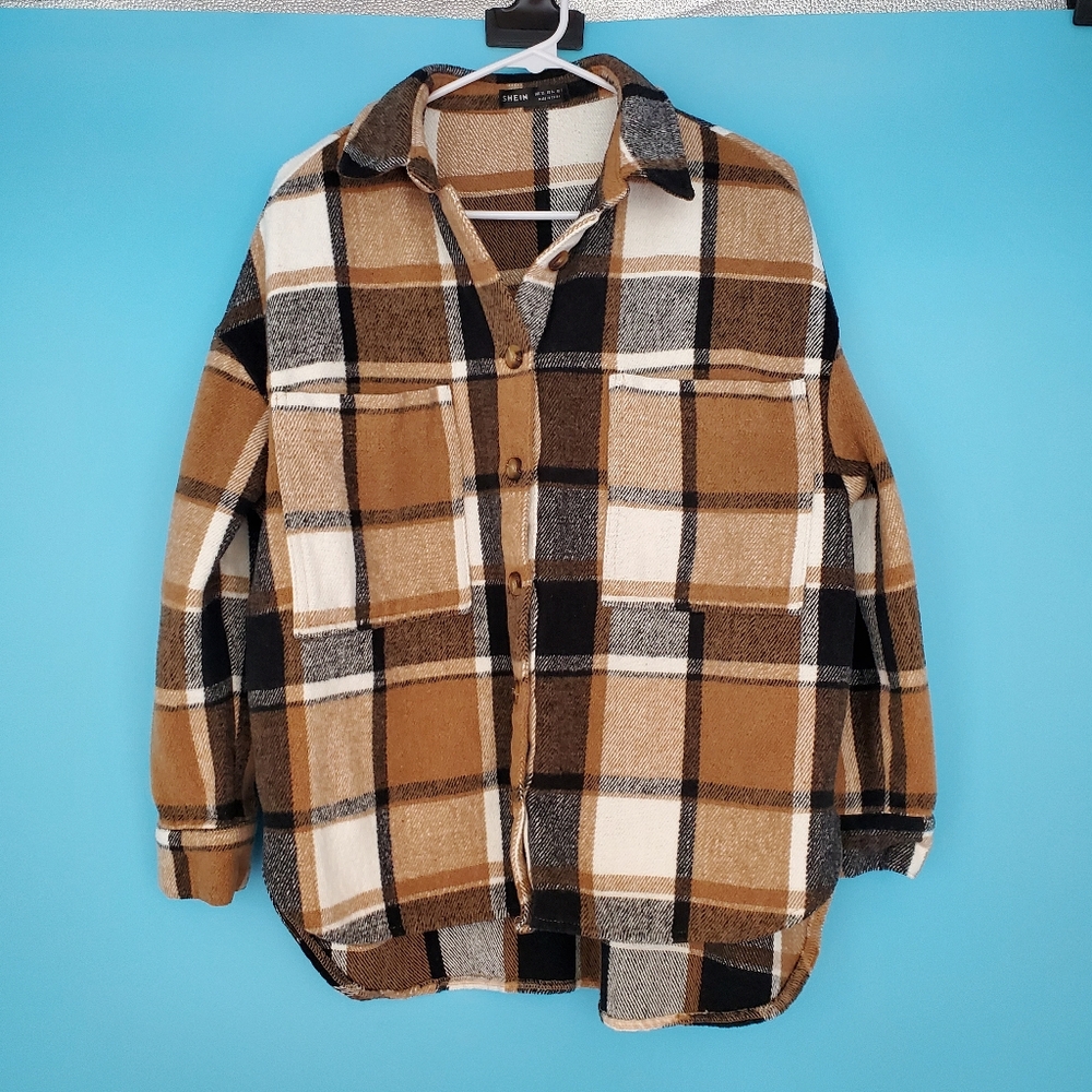 SHEIN Flannel Shirt Size XS Flannel Plaid Button Up